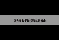 还有哪些学校招聘在职博士