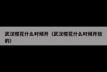 武汉樱花什么时候开（武汉樱花什么时候开放的）