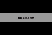 双修是什么意思
