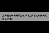上海嘉定明天天气怎么样（上海嘉定明天天气怎么样呀）