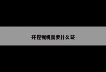 开挖掘机需要什么证
