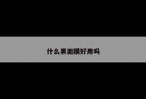 什么黑面膜好用吗