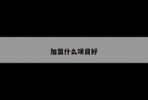 加盟什么项目好
