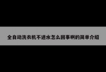 全自动洗衣机不进水怎么回事啊的简单介绍