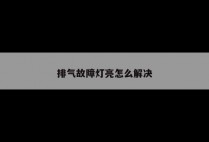排气故障灯亮怎么解决