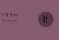什么是erp系统的简单介绍
