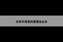 父母不同意的爱情怎么办