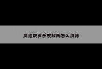 奥迪转向系统故障怎么清除