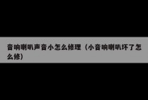 音响喇叭声音小怎么修理（小音响喇叭坏了怎么修）