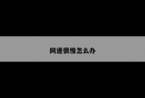 网速很慢怎么办