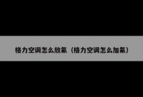 格力空调怎么放氟（格力空调怎么加氟）