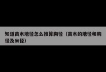知道苗木地径怎么推算胸径（苗木的地径和胸径及米径）