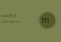 mute是什么意思的简单介绍