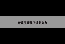老婆不理我了该怎么办