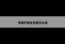 电磁炉低压电路怎么修