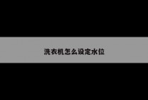 洗衣机怎么设定水位