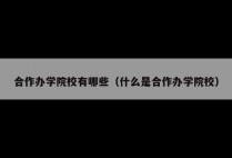 合作办学院校有哪些（什么是合作办学院校）