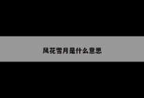 风花雪月是什么意思