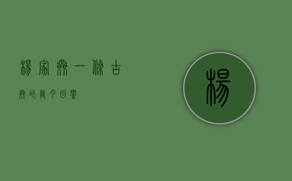 杨家巷，一条古巷的岁月回响