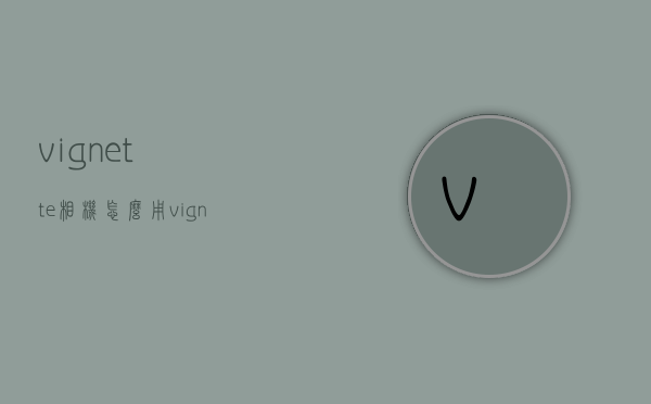 vignette相机怎么用（vignette相机专业版）