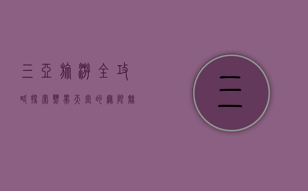三亚旅游全攻略，探索热带天堂的无限魅力