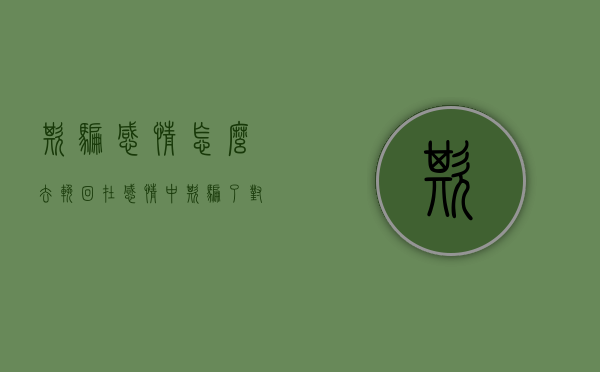 欺骗感情.怎么去挽回（在感情中欺骗了对方该怎么挽回）