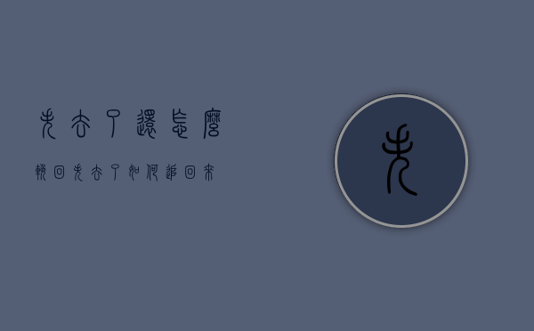 失去了还怎么挽回（失去了如何追回来）