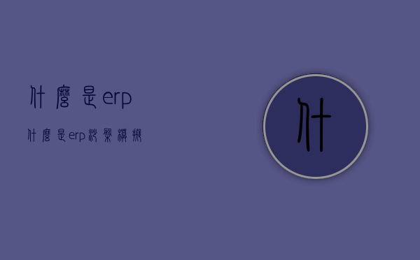 什么是erp（什么是erp沙盘模拟）