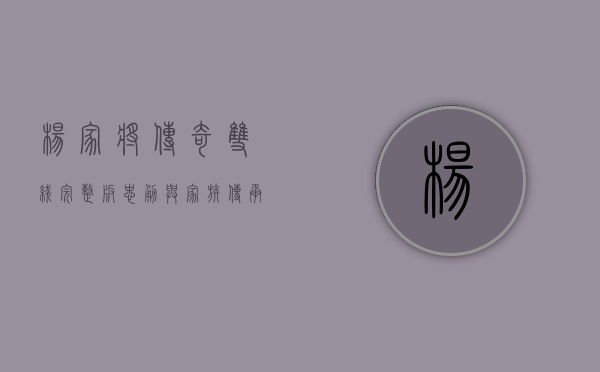 杨家将传奇双线完整版，忠勇与家族传承的史诗