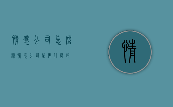情感公司怎么样（情感公司是做什么的）