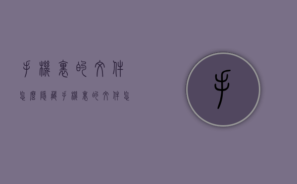 手机里的文件怎么隐藏（手机里的文件怎么隐藏了）