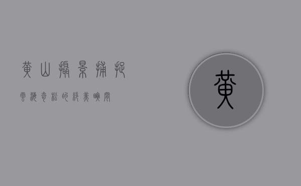 黄山摄影，捕捉云海奇松的绝美瞬间