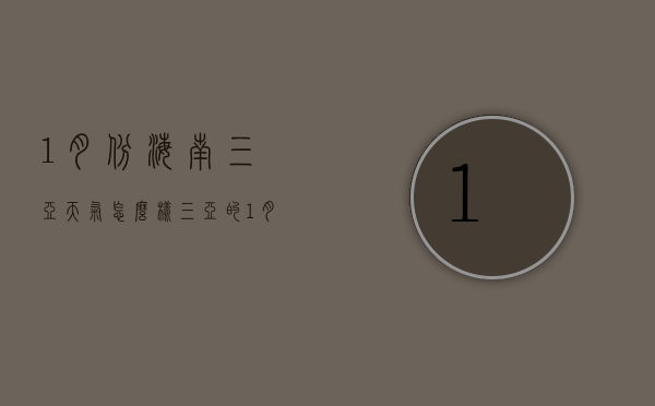 1月份海南三亚天气怎么样（三亚的1月份的天气情况怎么样）