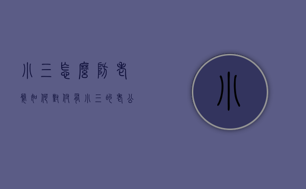 小三怎么防老婆（如何对付有小三的老公）