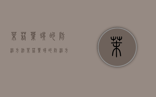 茉莉叶螟的防治方法（茉莉叶螟的防治方法有哪些）