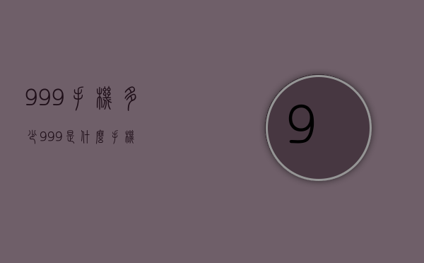999手机多少（999是什么手机）