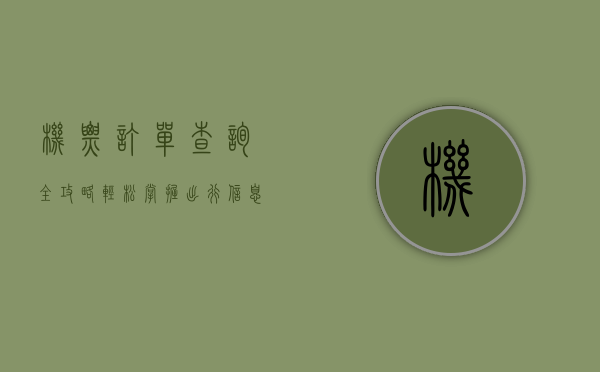 机票订单查询全攻略，轻松掌握出行信息