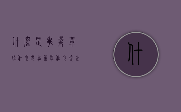 什么是事业单位（什么是事业单位的现金流量表）