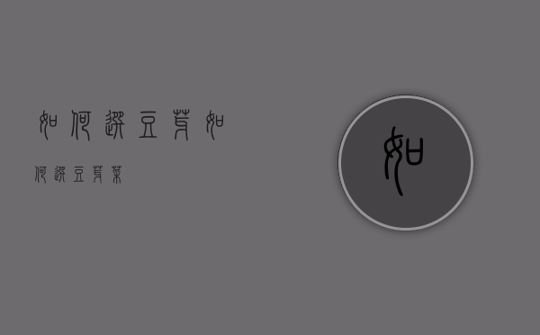 如何选豆芽（如何选豆芽菜）