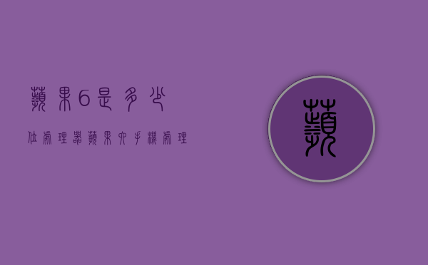 苹果6是多少位处理器（苹果六手机处理器是多少）