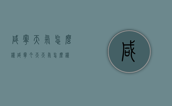 咸宁天气怎么样（咸宁今天天气怎么样）