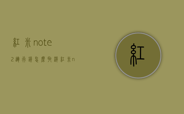 红米note2运行锁怎么取消（红米note8pro怎么关闭应用锁）