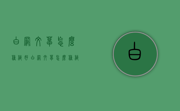白网纹草怎么种植好（白网纹草怎么种植好看）