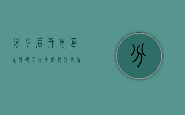 分手后再见面怎么挽回（分手后再见面怎么挽回她）