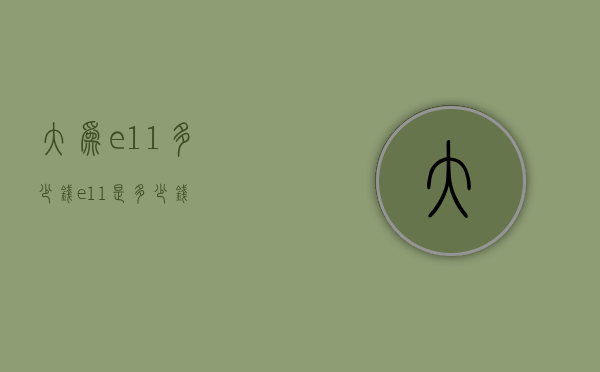 大为e11多少钱（e11是多少钱）