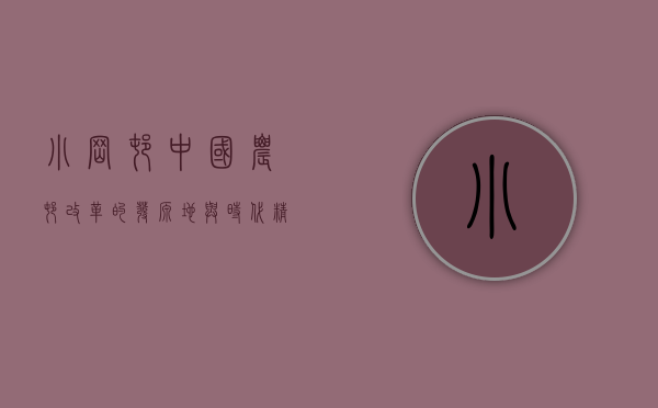 小岗村，中国农村改革的发源地与时代精神的象征