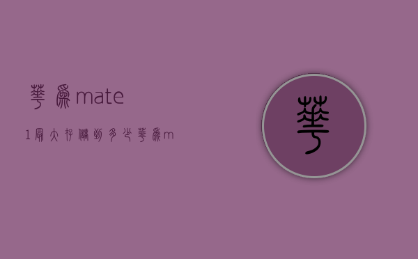 华为mate1最大存储到多少（华为mate内存最大多少）