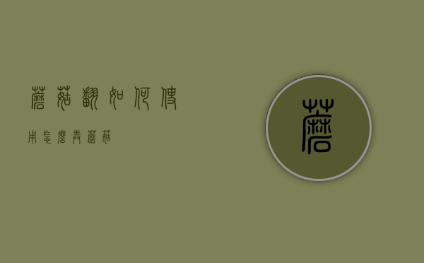 蘑菇翻如何使用（怎么弄蘑菇）