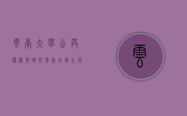 云南大学公共课程有哪些（云南大学 公共管理）