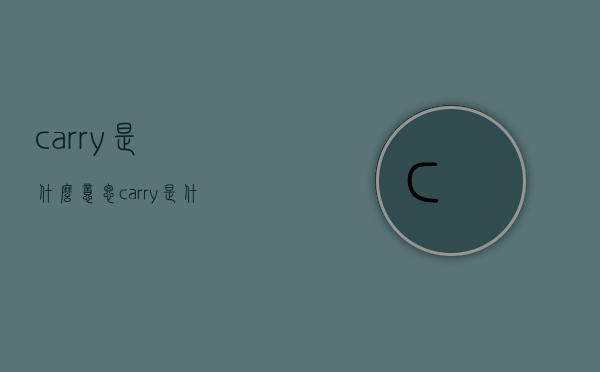 carry是什么意思（carry是什么意思翻译成中文）